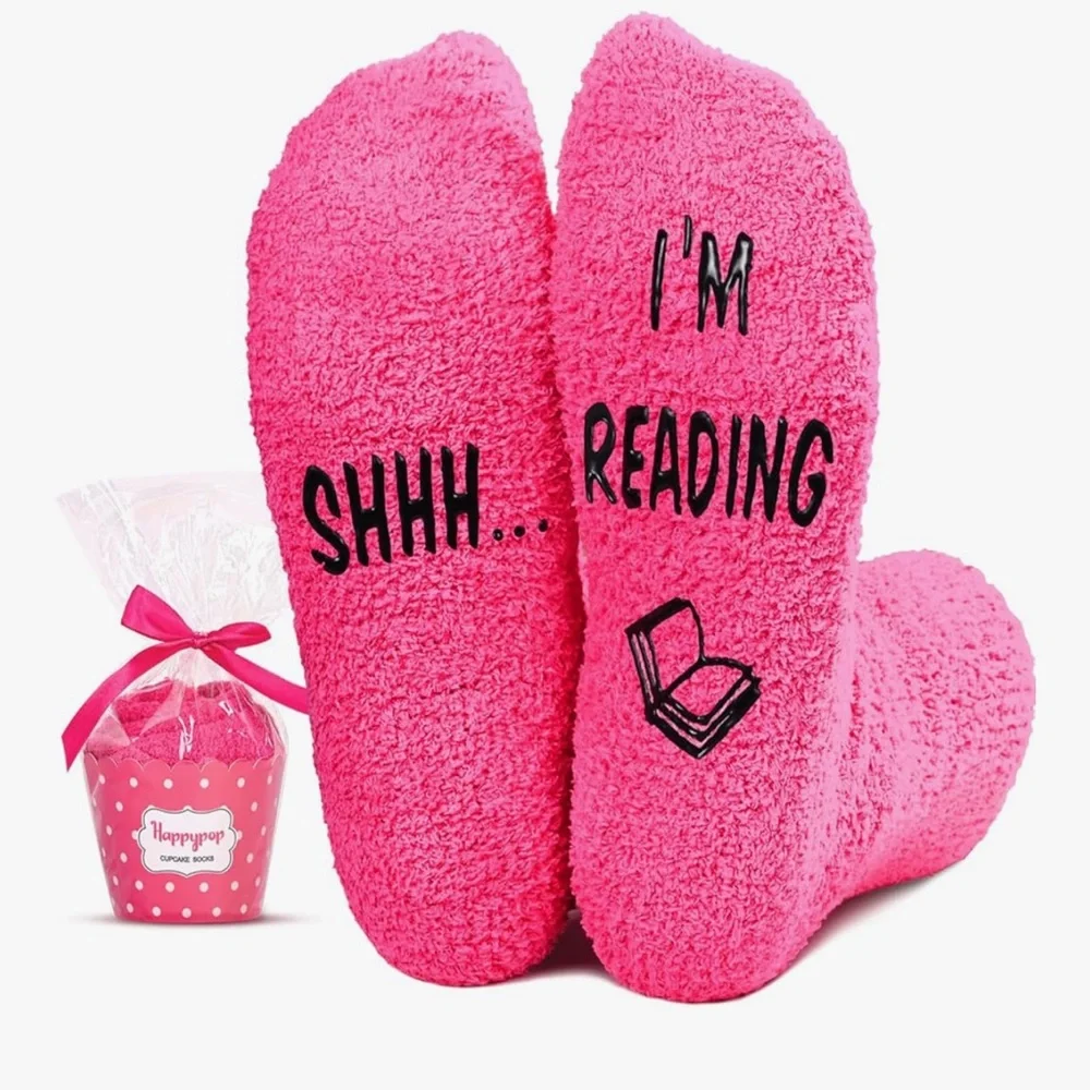 Pink Reading Cupcake Socks